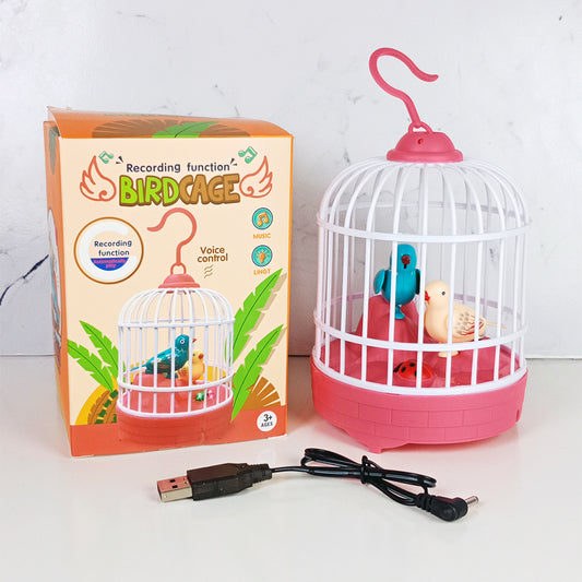 INTERACTIVE TALKING BIRD CAGE – VOICE-CONTROLLED WITH MUSIC & LIGHT - Toys Wali Gali